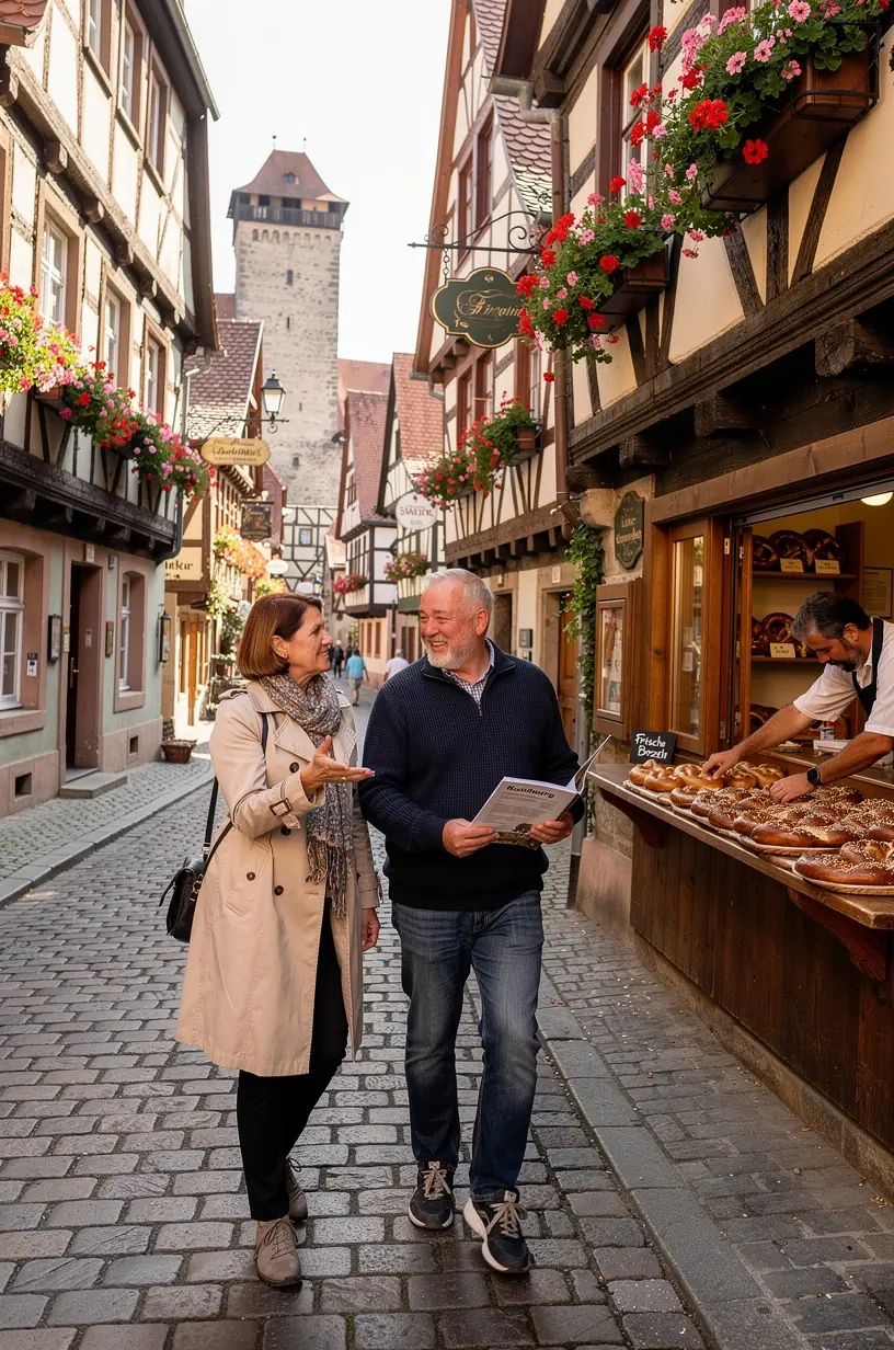 Reisegruppe genießt eine traditionelle Mahlzeit in einem historischen Schlossrestaurant unter alten Holzbalken